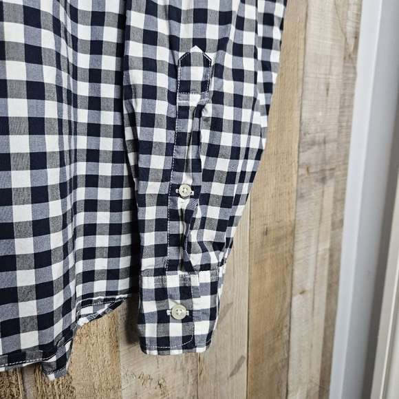 Lacoste Button Up Long Sleeve Gingham Classic Fit Poplin Shirt Sze 44 Blue White - Picture 2 of 10